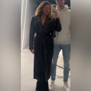 Zara Faux Leather Trench Coat Small